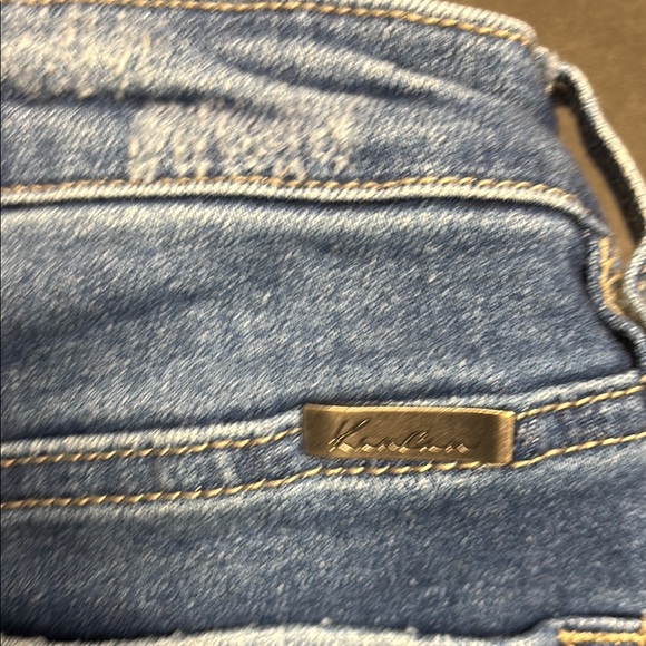 KanCan Flare Blue Frayed Hem Women Jeans - Picture 2 of 9